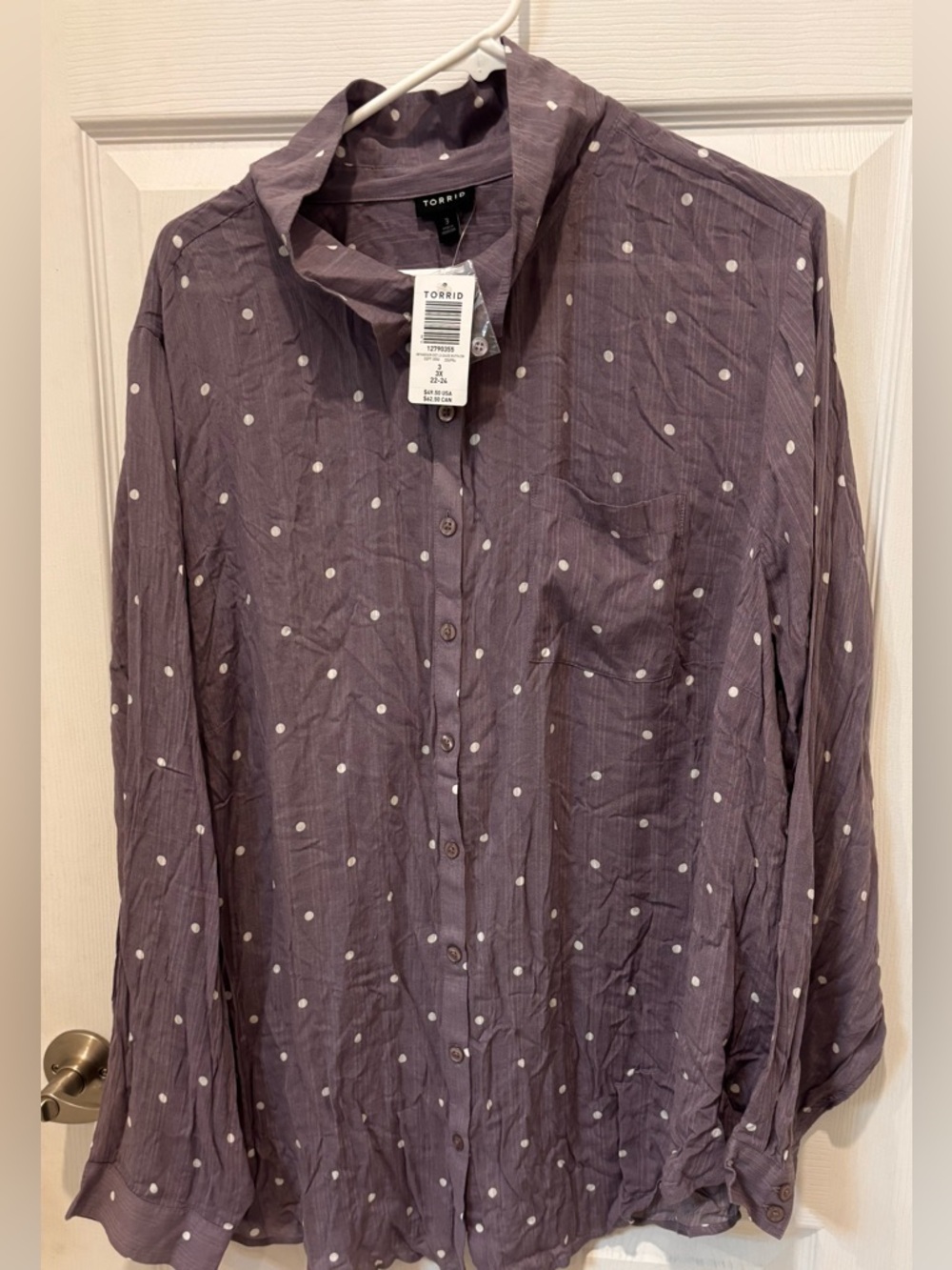 torrid Mauve Polka Dot Gauze Button-Up